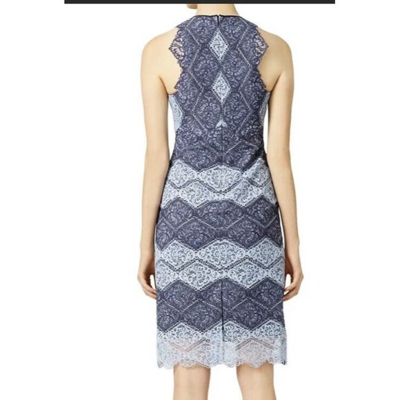 ERIN Erin Fetherston - Light & Dark Blue Paneled Lace Sleeveless Midi Dress Sz 4 - Picture 7 of 7
